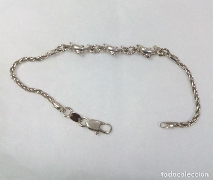 Joyeria: Pulsera de plata de ley con delfines - Medida 18 cm. - Foto 3