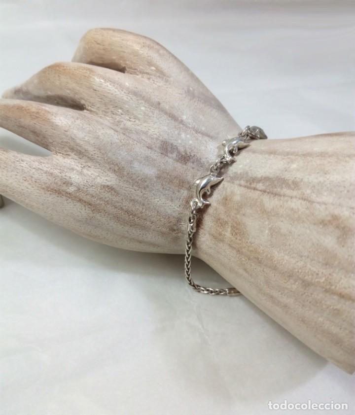 Joyeria: Pulsera de plata de ley con delfines - Medida 18 cm. - Foto 6