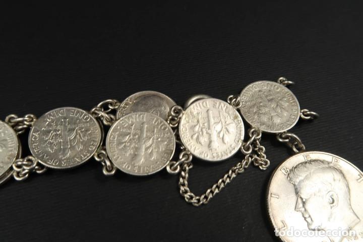 Joyeria: Antigua Pulsera de Plata de Monedas Americanas - Foto 13