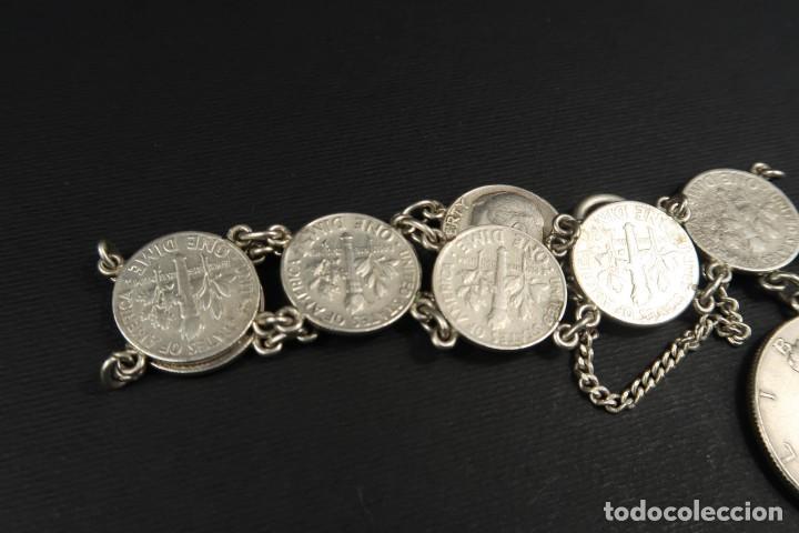 Joyeria: Antigua Pulsera de Plata de Monedas Americanas - Foto 14