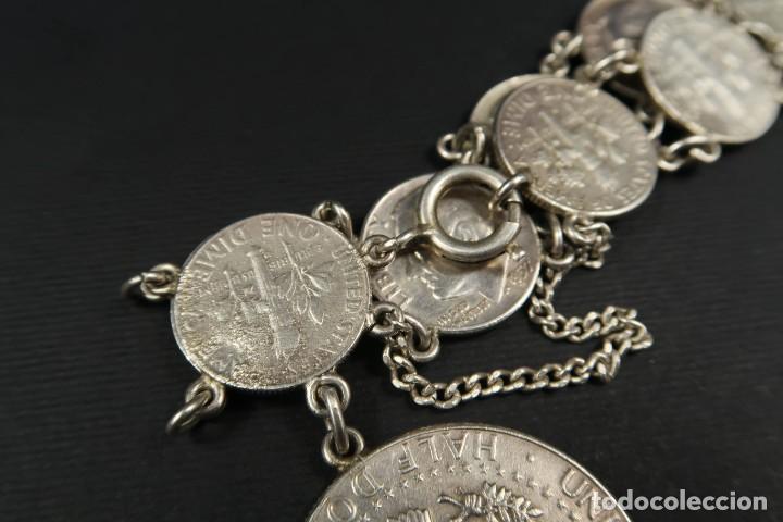 Joyeria: Antigua Pulsera de Plata de Monedas Americanas - Foto 17