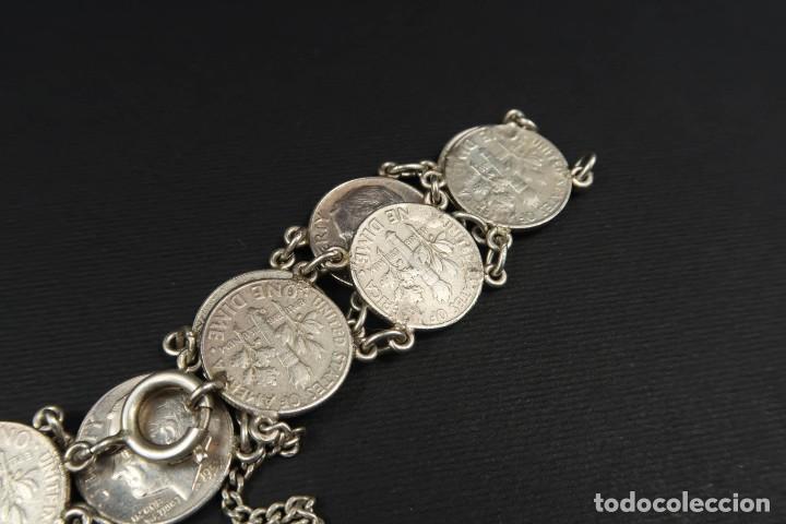 Joyeria: Antigua Pulsera de Plata de Monedas Americanas - Foto 18