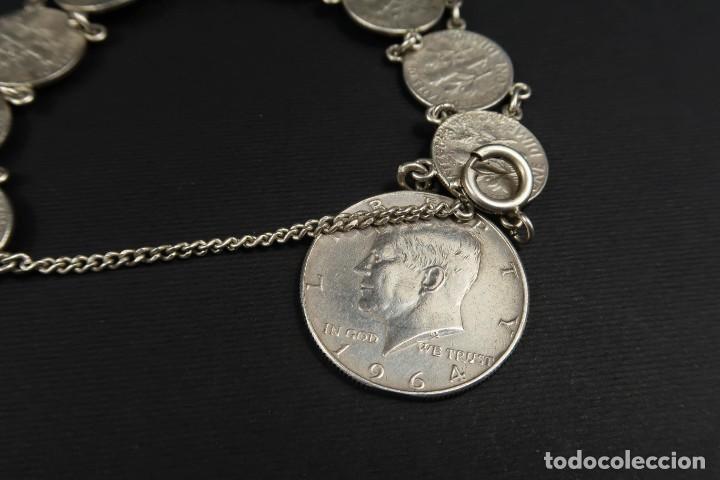 Joyeria: Antigua Pulsera de Plata de Monedas Americanas - Foto 3