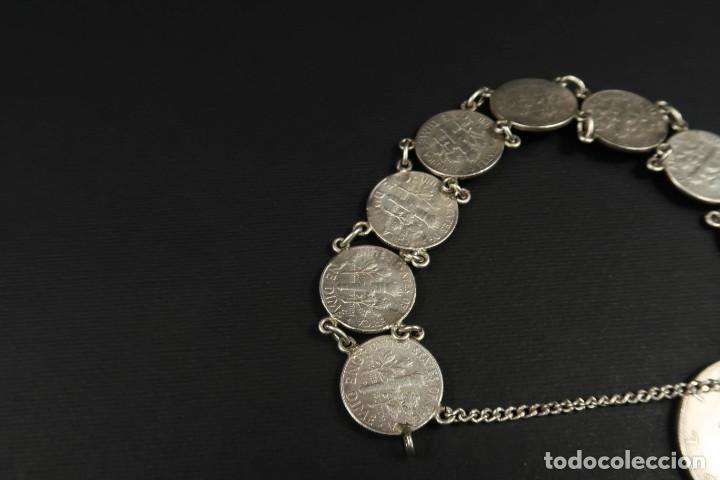 Joyeria: Antigua Pulsera de Plata de Monedas Americanas - Foto 4