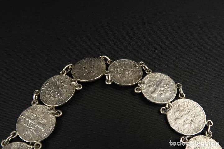 Joyeria: Antigua Pulsera de Plata de Monedas Americanas - Foto 5