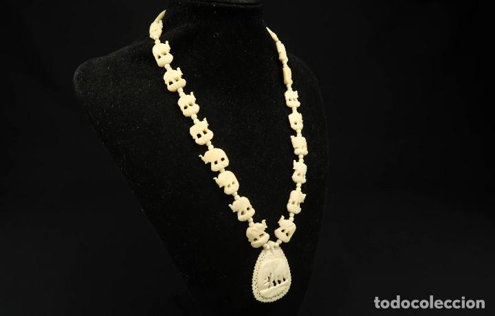 Joyeria: Antiguo Collar de Hueso Tallado - Foto 6