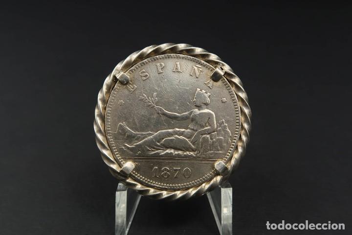 Joyeria: Antiguo Broche 5 Pesetas 1870 de Plata - Foto 1