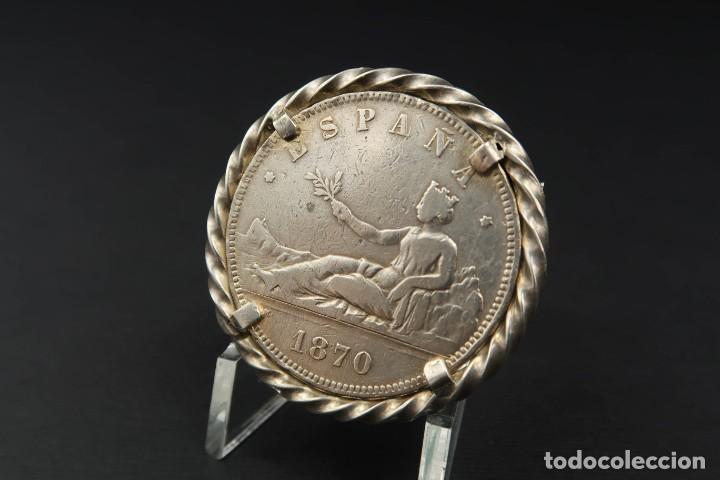 Joyeria: Antiguo Broche 5 Pesetas 1870 de Plata - Foto 2