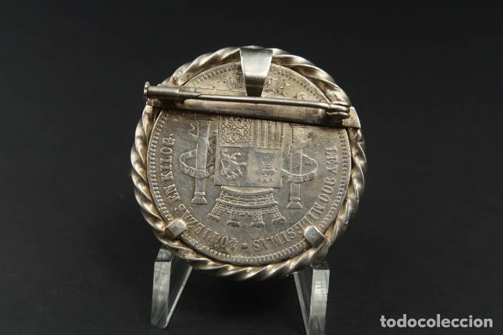 Joyeria: Antiguo Broche 5 Pesetas 1870 de Plata - Foto 3