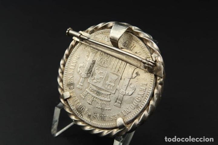 Joyeria: Antiguo Broche 5 Pesetas 1870 de Plata - Foto 4