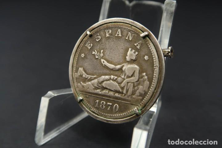 Joyeria: Antiguo Broche 2 Pesetas 1870 de Plata - Foto 1