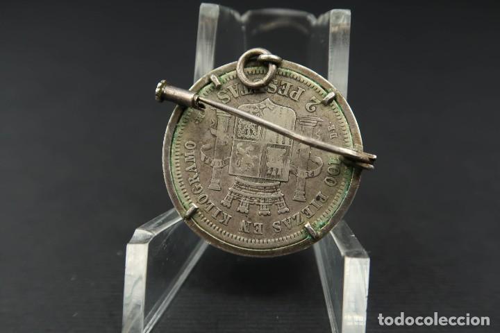 Joyeria: Antiguo Broche 2 Pesetas 1870 de Plata - Foto 3