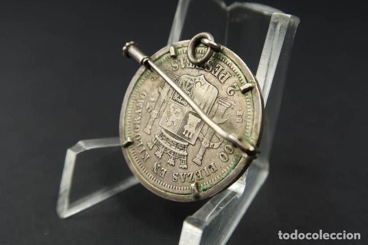 Joyeria: Antiguo Broche 2 Pesetas 1870 de Plata - Foto 4