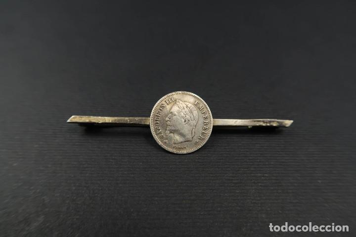 Joyeria: Antiguo Broche de Plata Moneda Francesa 20 c&eacute;ntimos 1867 - Foto 1