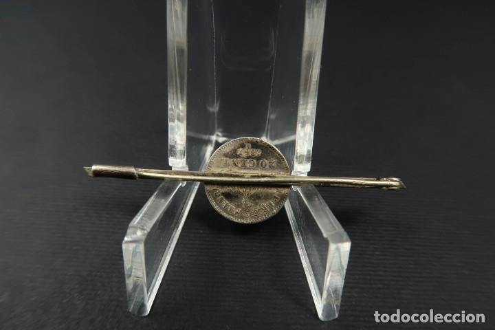 Joyeria: Antiguo Broche de Plata Moneda Francesa 20 c&eacute;ntimos 1867 - Foto 4