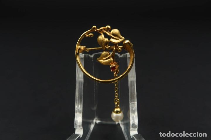 Joyeria: Antiguo Broche Chapado en Oro - Foto 1