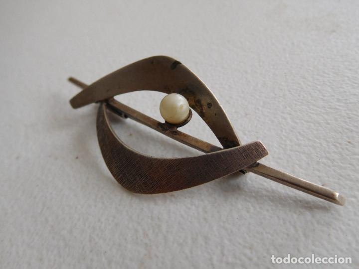 Joyeria: Broche antiguo de plata y una perla - Foto 3