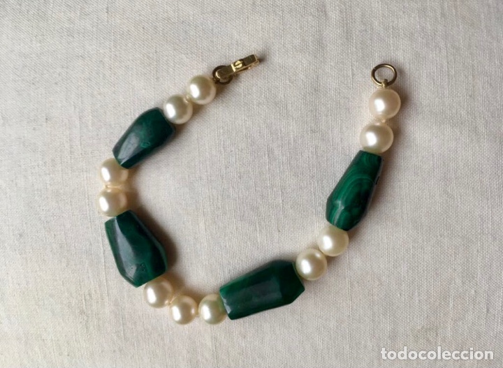 Joyeria: Pulsera de perlas y malaquita - Foto 2