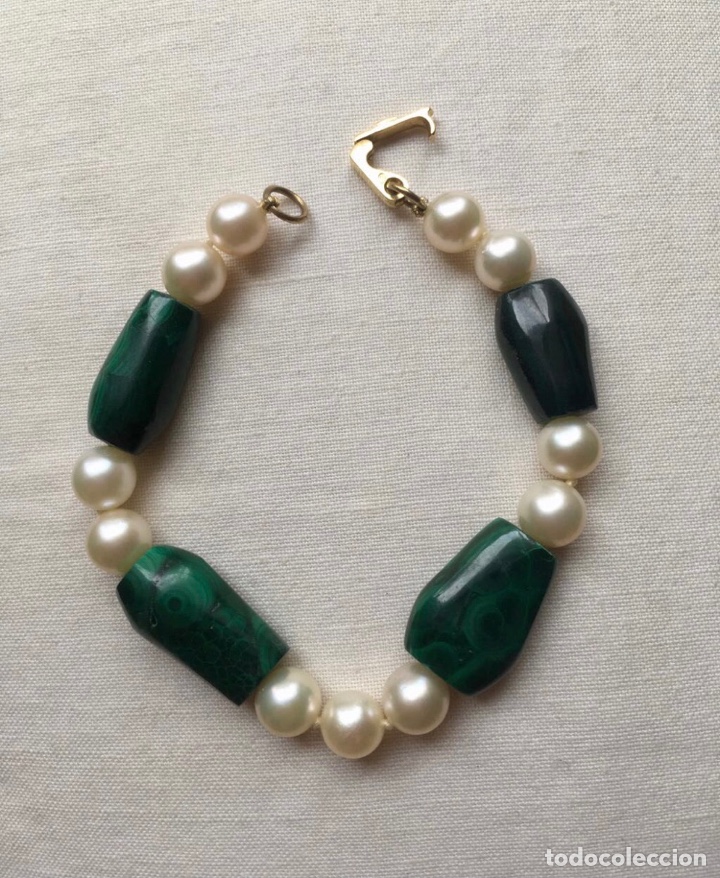 Joyeria: Pulsera de perlas y malaquita - Foto 1