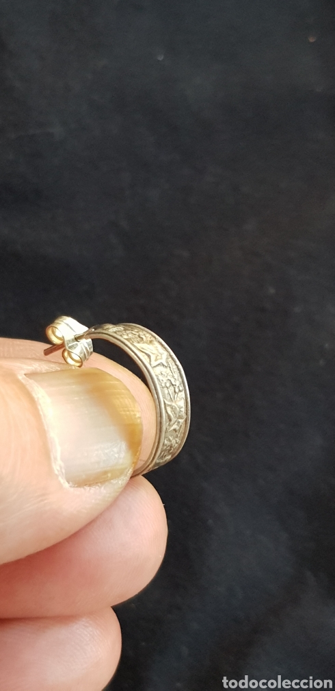 Joyeria: 2 pares de pendientes plata aro con tallados - Foto 3