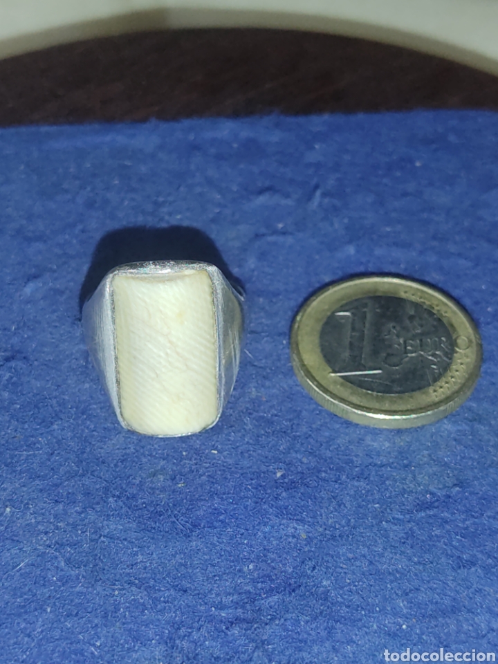 Joyeria: Anillo antiguo de plata 925 y hueso. - Foto 1