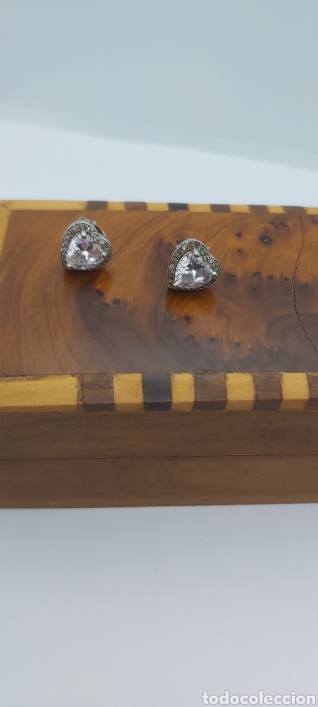 Joyeria: Pendientes coraz&oacute;n en plata de ley marcado 925 con circonio c&uacute;bico. - Foto 2