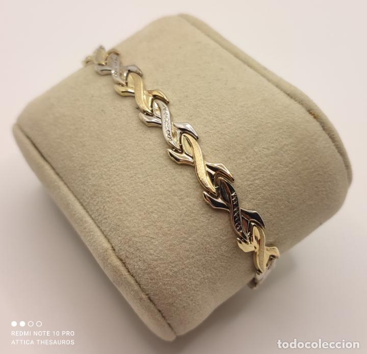 Joyeria: Elegante y sofisticada pulsera de eslabones en plata de ley 925 y oro 750 . - Foto 4 - 288150193