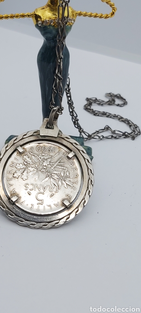 Joyeria: Colgante moneda 5 Francos Francese con Cadena de plata - Foto 4