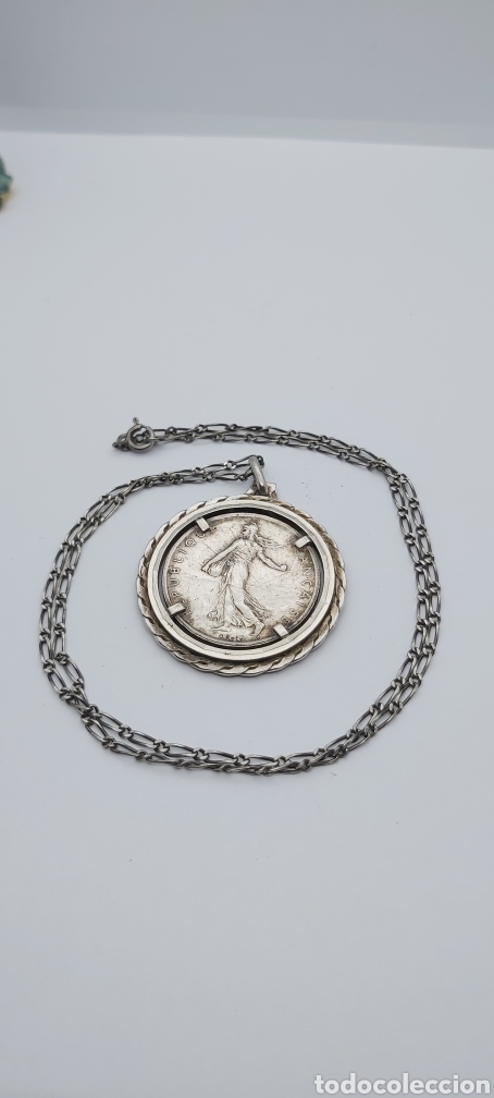 Joyeria: Colgante moneda 5 Francos Francese con Cadena de plata - Foto 1
