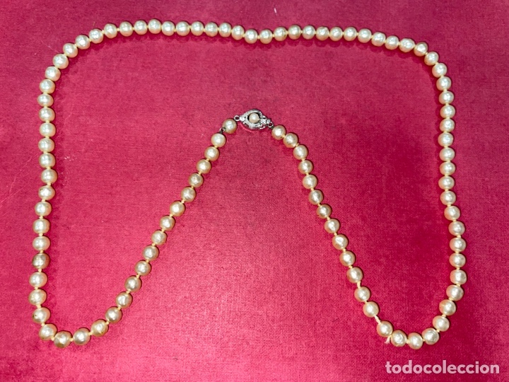 Joyeria: Antiguo collar de perlas y cierre en plata Rodiado - Foto 2