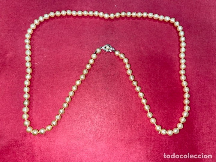 Joyeria: Antiguo collar de perlas y cierre en plata Rodiado - Foto 1