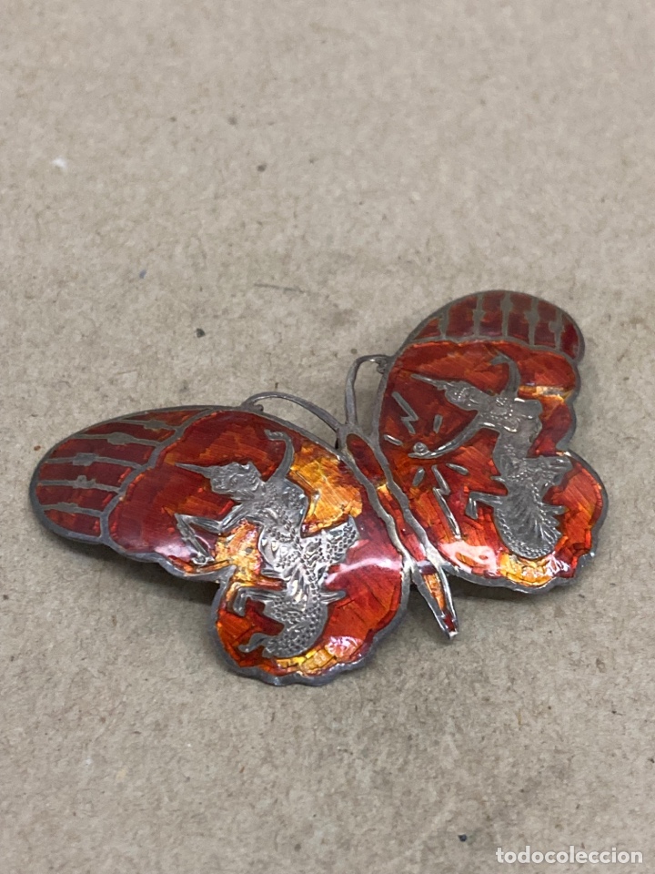 Joyeria: Broche de plata esmaltada en color naranja /B228 - Foto 1