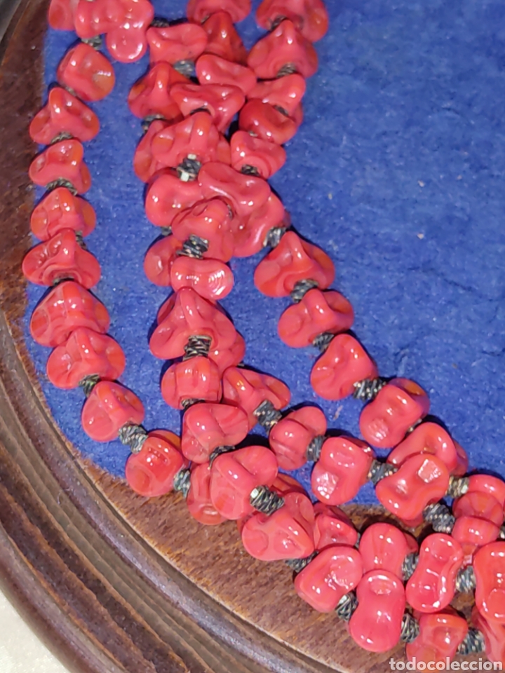 Joyeria: Collar largo modernista de opalina roja imitando a coral - Foto 3