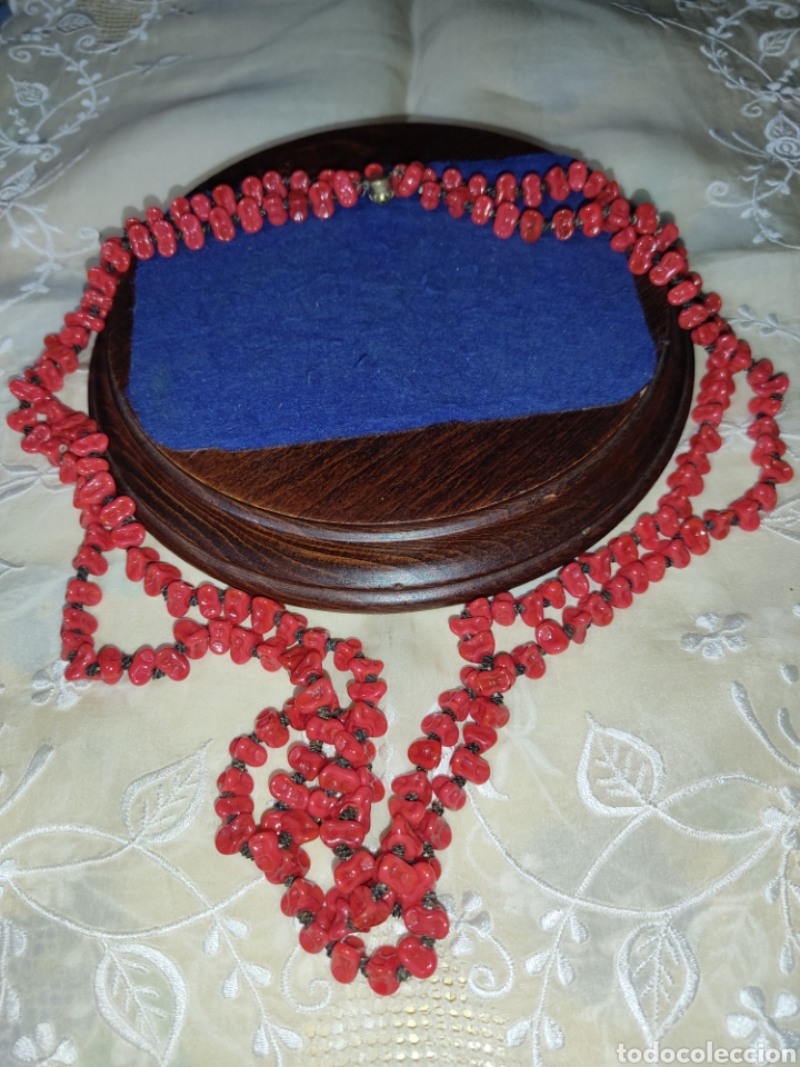 Joyeria: Collar largo modernista de opalina roja imitando a coral - Foto 7