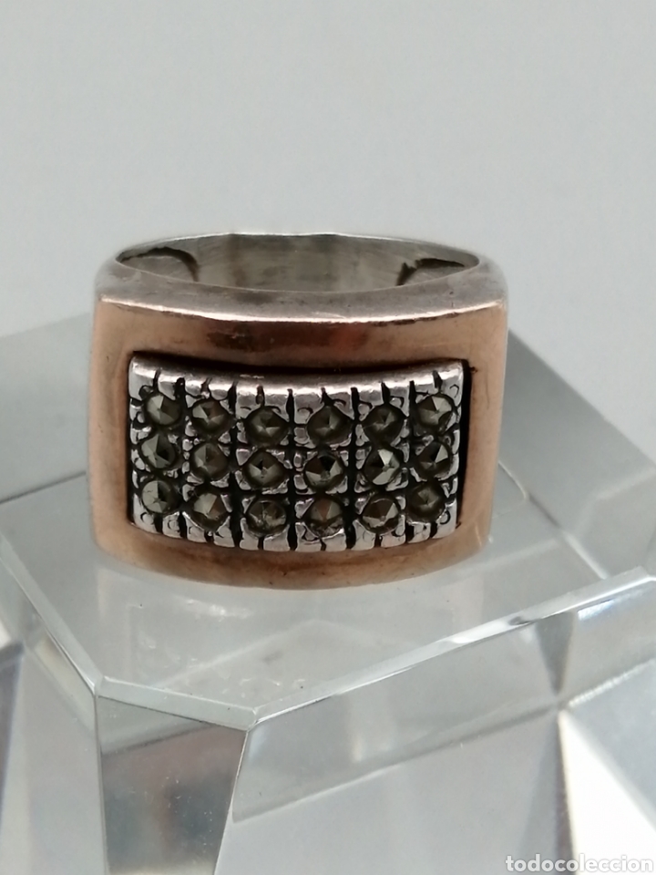 Joyeria: Antiguo anillo plata oro y marquesitas - Foto 2