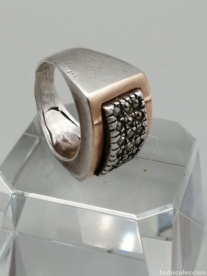 Joyeria: Antiguo anillo plata oro y marquesitas - Foto 4
