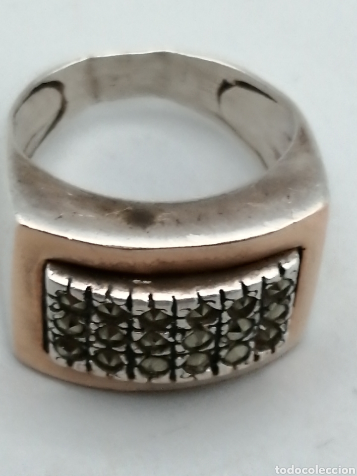 Joyeria: Antiguo anillo plata oro y marquesitas - Foto 1
