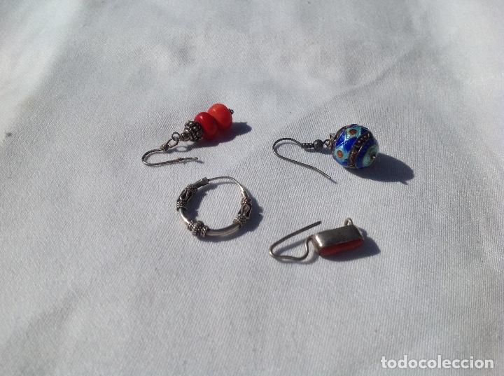 Joyeria: 4 pendientes con montura de plata - Foto 1