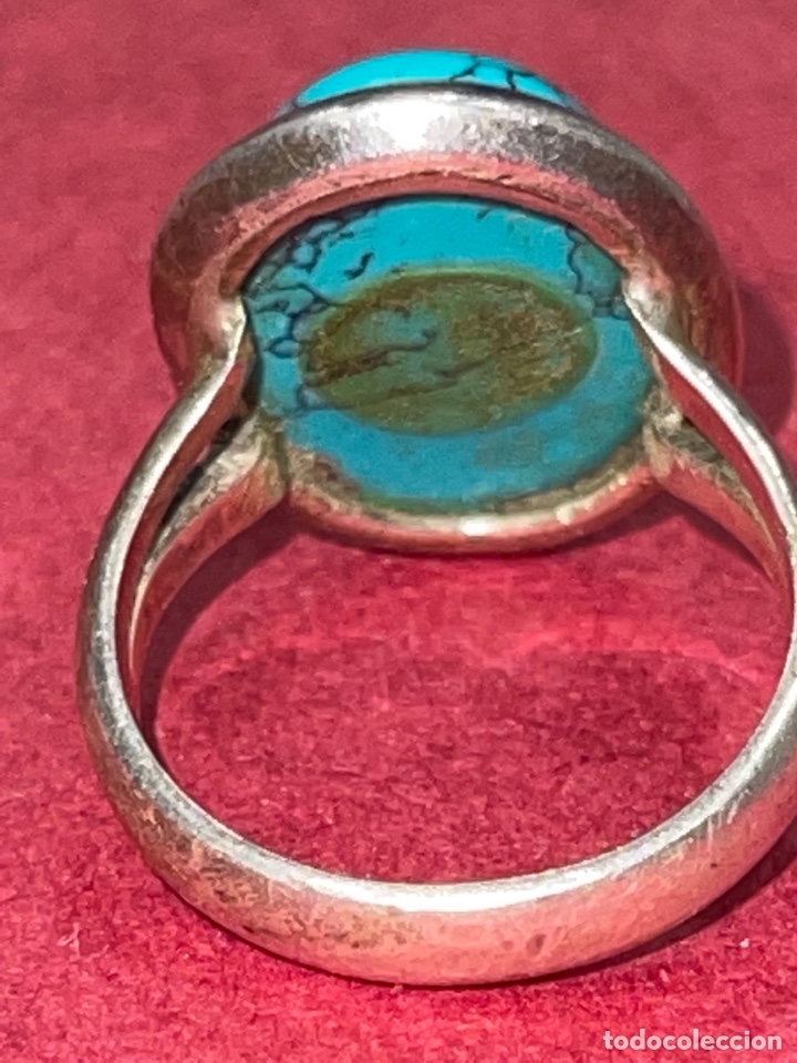 Joyeria: Precioso anillo en plata de Ley y turquesa. Diseño años 60 - Foto 3 - 290977258