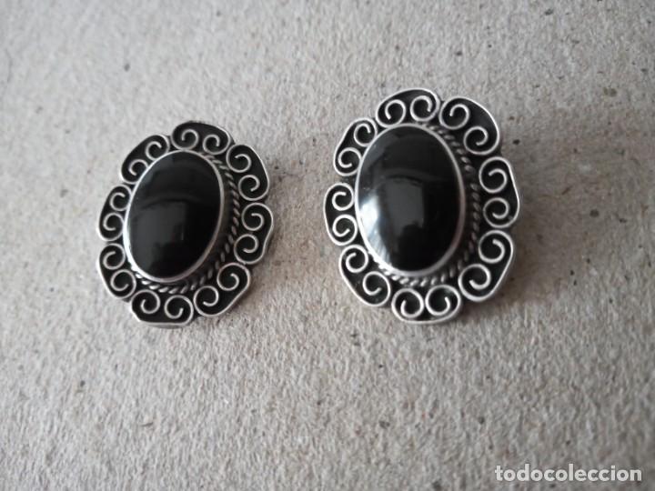 Gioielleria: PENDIENTES DE PLATA MEXICANA 925 Y PIEDRAS NEGRAS