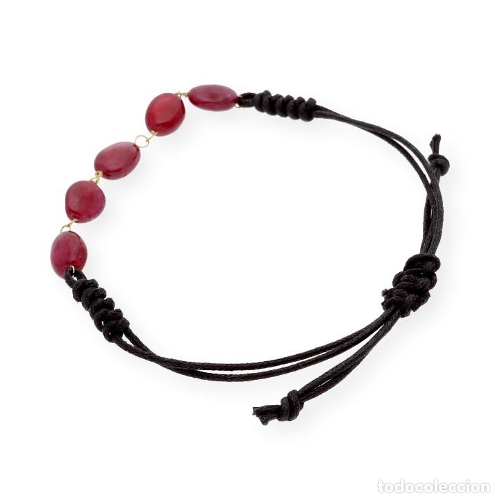 Joyeria: Pulsera macram&eacute;, oro amarillo 18K con rub&iacute;es naturales - Foto 4