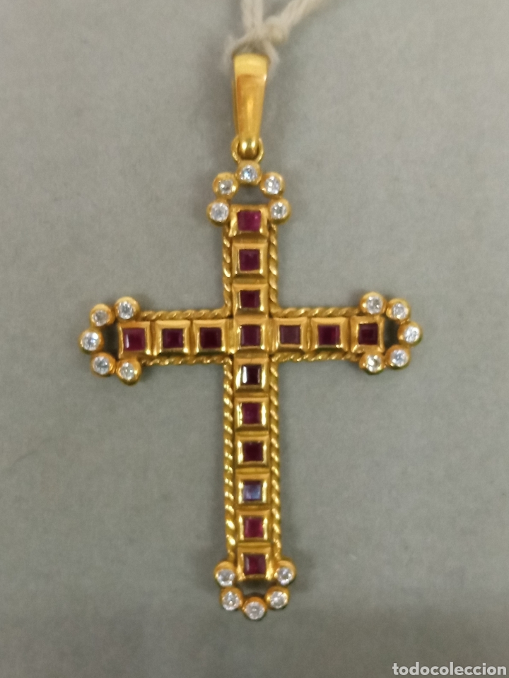 Joyeria: Cruz de oro granates y circonitas - Foto 1