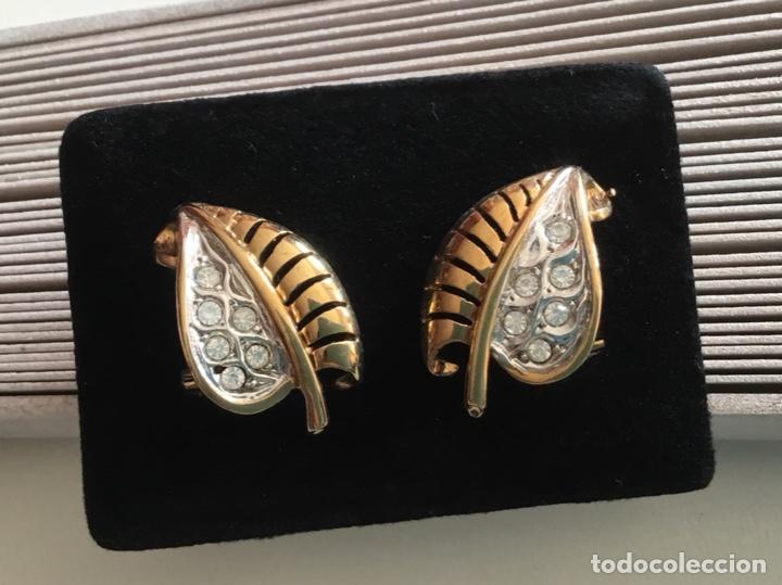 Joyeria: PENDIENTES CHAPADOS EN ORO CON CRISTAL. HOJA - Foto 1