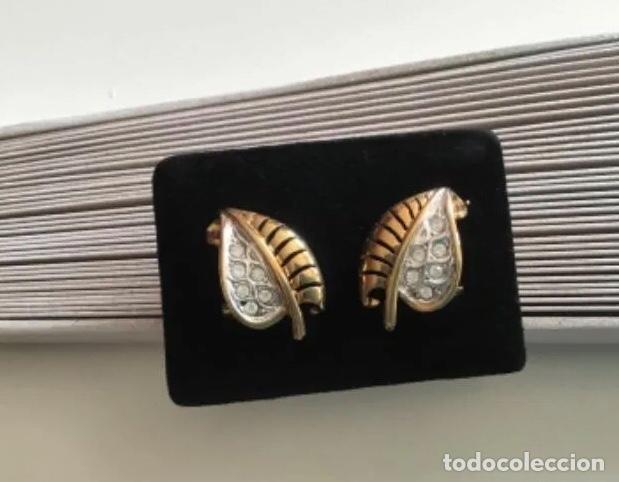 Joyeria: PENDIENTES CHAPADOS EN ORO CON CRISTAL. HOJA - Foto 2