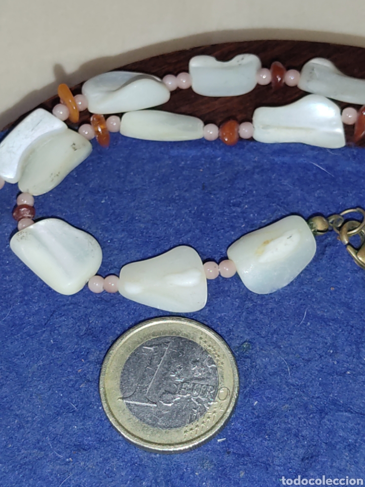 Joyeria: Collar de Nacar y trocitos de &aacute;mbar,vintage. - Foto 4