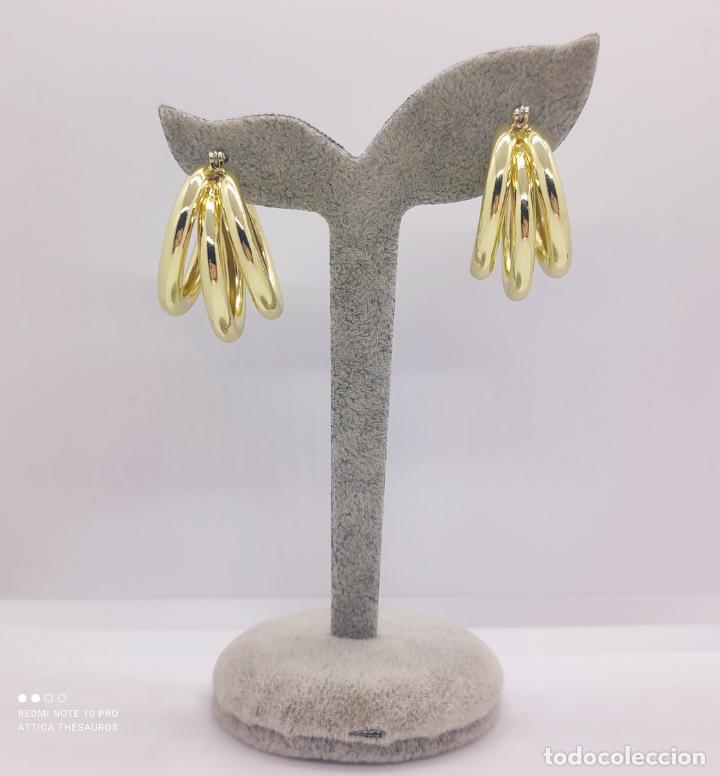 Joyeria: Elegantes y modernos aros triples con ba&ntilde;o de oro . - Foto 3