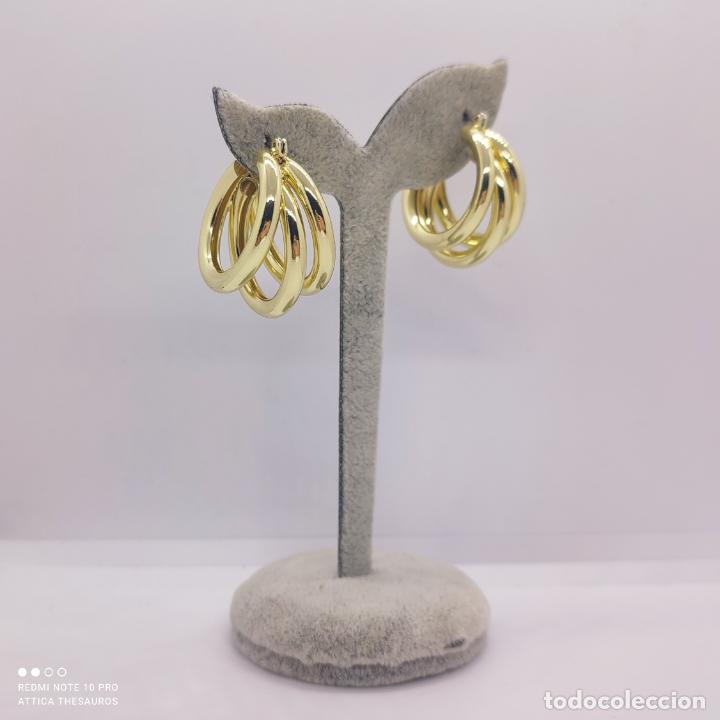 Joyeria: Elegantes y modernos aros triples con ba&ntilde;o de oro . - Foto 4