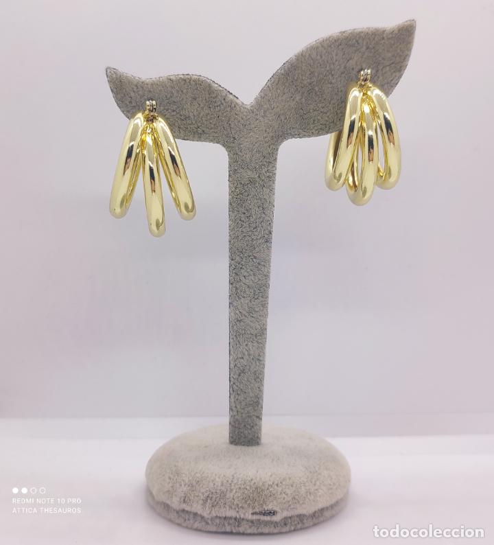 Joyeria: Elegantes y modernos aros triples con ba&ntilde;o de oro . - Foto 5