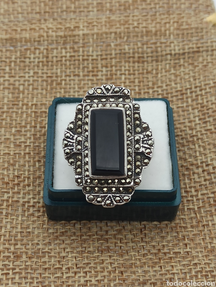 Joyeria: Antiguo anillo en plata de ley 925 , Onix y marquesinas - Foto 2