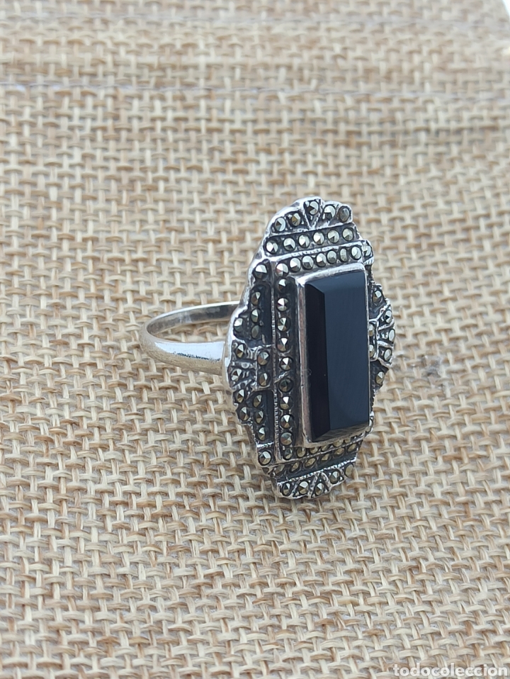 Joyeria: Antiguo anillo en plata de ley 925 , Onix y marquesinas - Foto 7